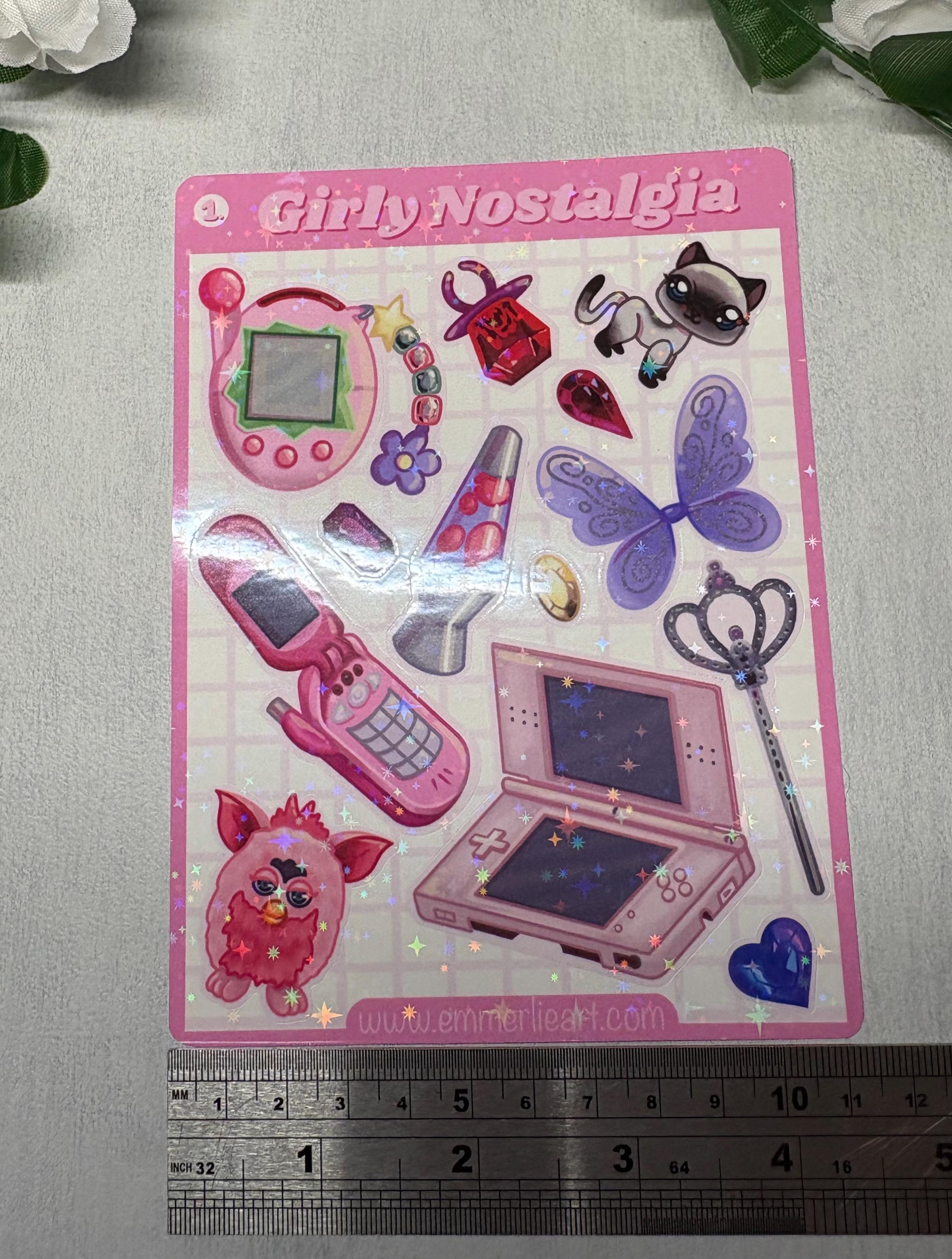 Girly 2000s Nostalgia Sticker Sheet Holographic Vinyl Stickers - Etsy