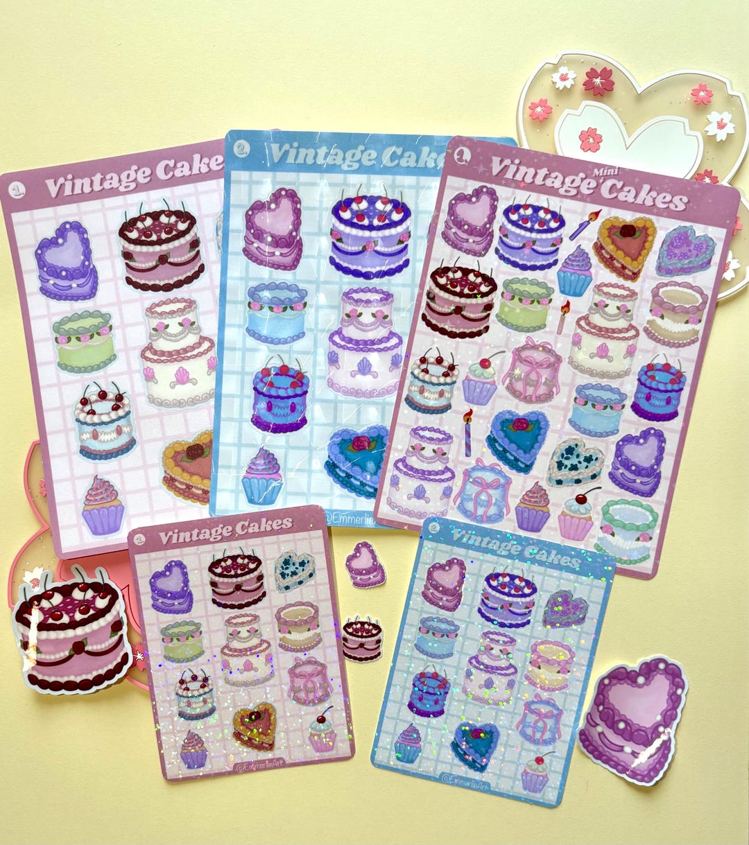 Vintage Cakes Sticker Sheet Holographic Vinyl Stickers for Journals ...
