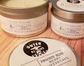 Project Blue Berry Cheesecake | 8oz Soy Candle | Outer Realms Candles | Cryptid Candle | Travel Candle