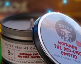Mothman the Red-Eyed Cryptid | 8oz Soy Candle | Stocking Stuffer | Travel Candle | Holiday Candle | Christmas