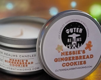 Nessie's Gingerbread Cookies | Natural Soy Candle | Cryptid Candle | Travel Candle | Holiday Candle | Christmas Gift | Stocking Stuffer