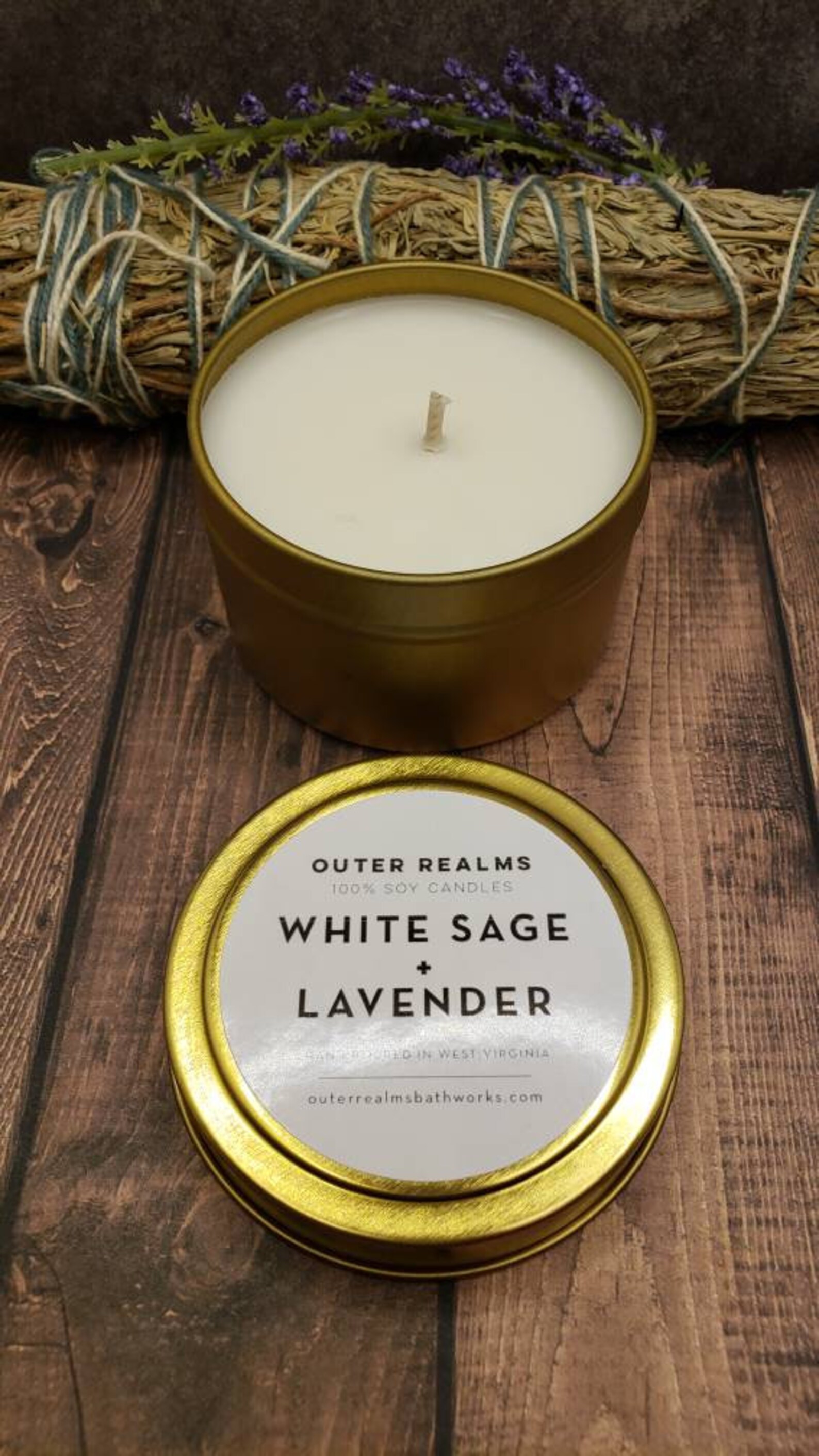 White Sage and Lavender Candle Natural Soy Candle Outer Etsy