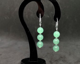 Sterling Silver, Natural Aventurine, Silver Earrings, Dangling Earrings, Aventurine Earrings, Natural Crystals, Natural Stones