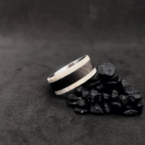 Ebony Wood, Genuine Deer Antler, Deer Antler, Wood Ring, Antler Ring, Stainless Steel Ring,Wedding Ring, Promise Ring,Engagement Ring