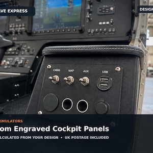 Custom Aviation Switch Panel: Engraved Cockpit or Flight Simulator Panel