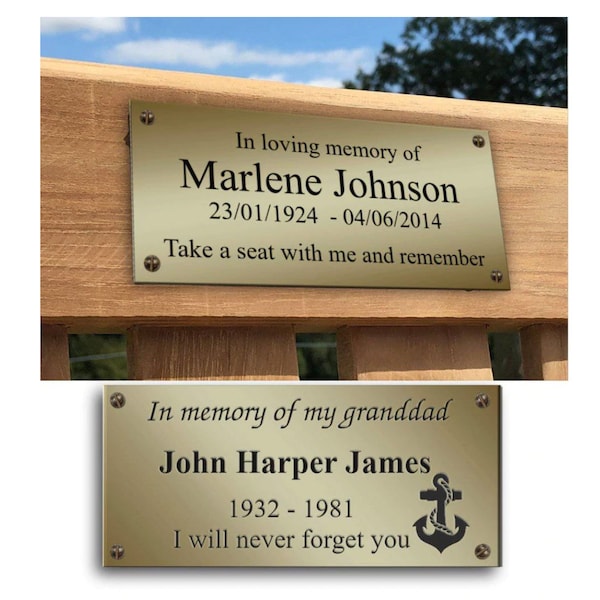 Bench Plaque Etsy UK