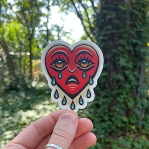 RESTOCKED Crying Heart Tattoo Flash Vinyl Sticker