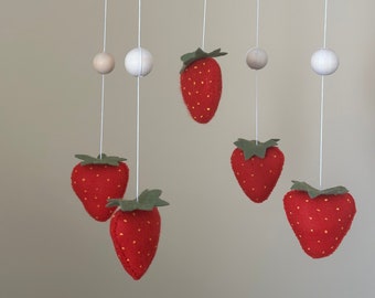 Strawberry Baby mobile shower gift Fruit strawberry for new born Bebe girl gift Cot mobile