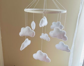 Baby mobiles, baby shower gift cloud nursery mobile, Newborn present, Neutral baby cloud mobile, Cloud crib mobile