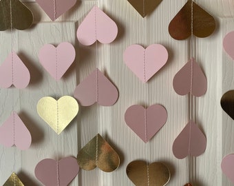 Valentines Day Dekor Papierherz Girlande Pink Heart Girlande Banner Papierherz Girlande Valentine Girlande, 10 Fuß lang
