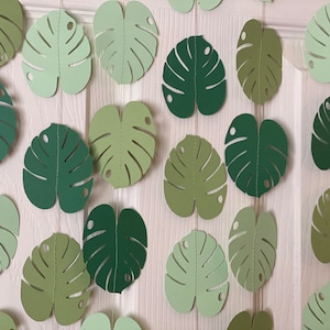 Monstera Leaf Paper Garland  Leaf Banner Greenery Backdrop Plant Theme Decorations Tropical Party Decor Safari decoration Jungle Baby Shower