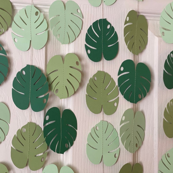 Ghirlanda di foglie tropicali Foglie di Monstera Ghirlanda Foglia Banner Decorazioni a tema vegetale Decorazioni per feste tropicali Decorazione safari Jungle Baby