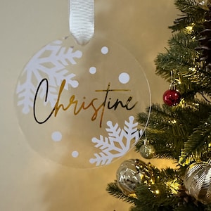 Personalized Acrylic Name tag Snowflake Ornament Christmas Ornaments Custom Acrylic Ornaments Personalized Ornaments Keepsake ornament