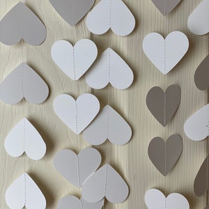 Valentines day heart garland White hearts garland Valentine decor Valentines day decor Paper garland Wedding decoration 10 ft.long