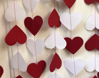 Partyprops Ghirlanda Di Cuori In Feltro Rosso | 72 Cuori Da 6,6 Cm | 3 Metri Di Decorazione Per San Valentino | Pronta Da Appendere