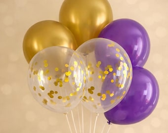 Purple and Gold Chrome Balloon Bouquet Baby Shower Decor Bridal Shower Decor