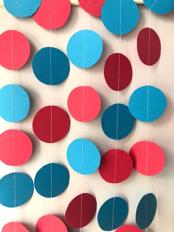 Red And Blue Paper Garland Graduation Decorations Birthday Etsy