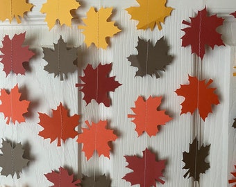 Autumn Fall Leave Paper Garland Thanksgiving garland Autumn decor 10ft long