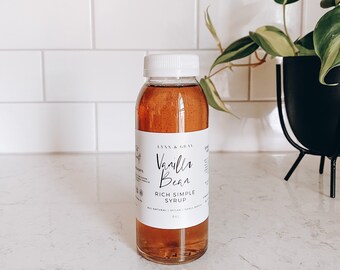 Vanilla Bean Simple Syrup, Coffee Syrup, Pure Cane Sugar, Vanilla Coffee Syrup, Rich Syrup, Organic Vanilla Bean, Vegan Coffee Sweetener