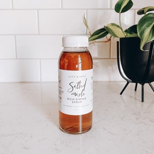 Salted Maple Simple Syrup, Maple Syrup, Coffee Syrup, Vegan Sweetener, Organic Pure Cane Sugar, Hickory Smoked Sea Salt, Gift Ideas image 1
