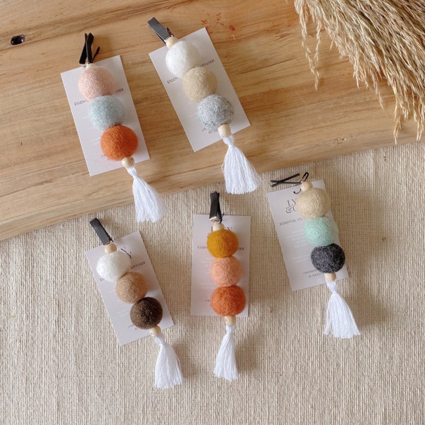 Essential Oil Diffuser Car Freshener Car Charms Boho Hanging Decor Tassel Wool Felt Ball Gifts For Friends Gifts For Her First Car Gift