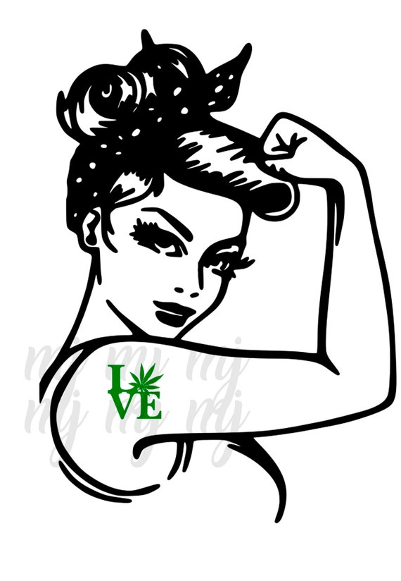 Download Weed Love Tattoo Muscle Woman Svg Etsy