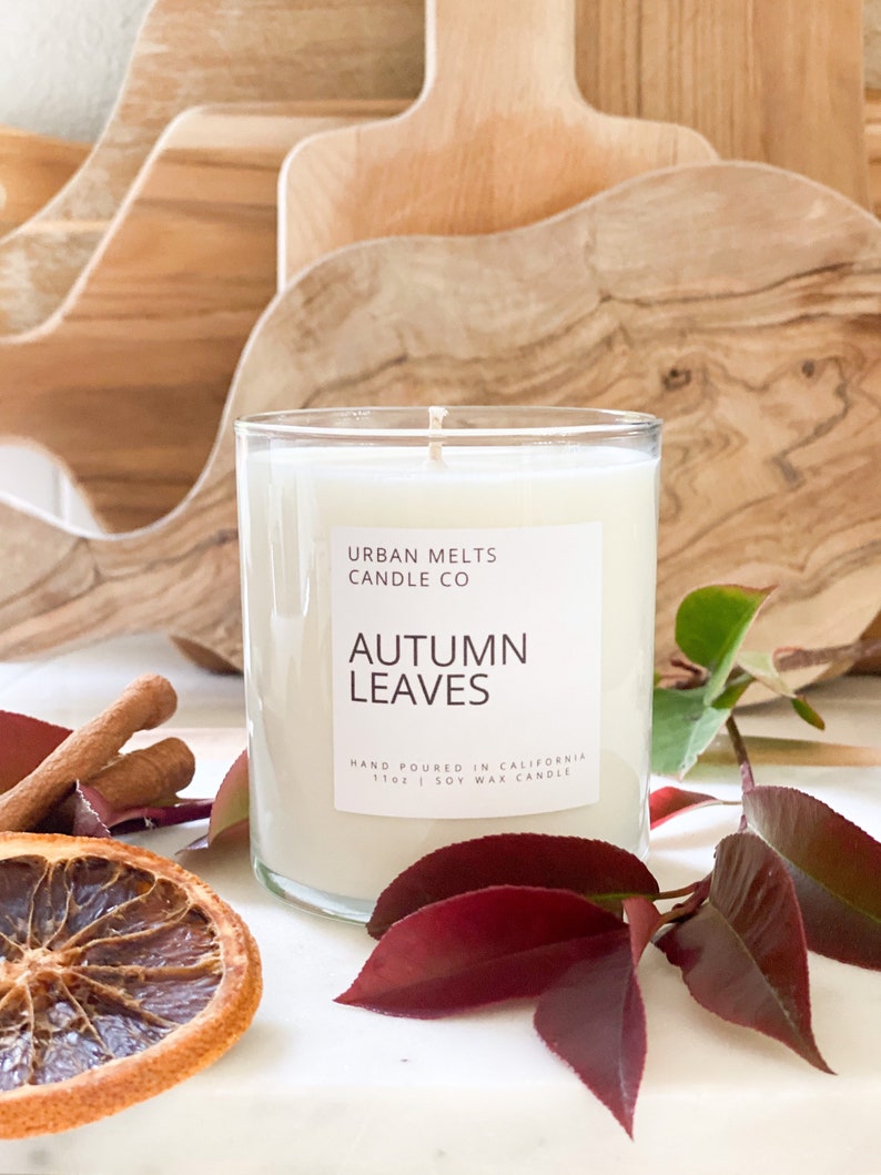 Autumn Leaves Soy Candleleaves Candle Fallen Leaves Fall Candle Apple Candle Spice Candle Halloween House Warming Gift image 2