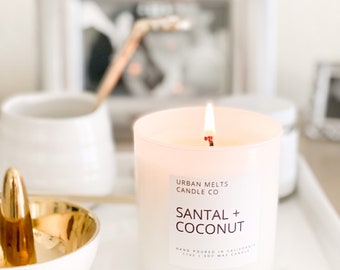 Santal + Coconut luxe Soy Candle~ Santal Candle~Coconut Candle~Sandalwood~ Beach candle~Wedding~summer candle~mother’s day gift~bridal gift