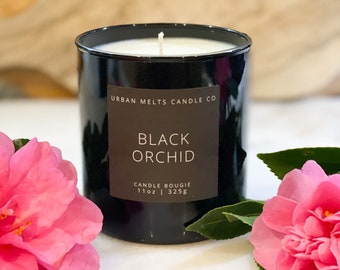 Black Orchid luxe Soy Candle-Black Amber candle-Mothers Day-Easter Masculine candle-matte black modern candle -gifts for him~