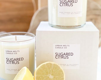 Sugared Citrus Soy Wax Candle- Sugared Citrus Candle- Winter Home Decor- Sugared Grapefruit candle- Bridal wedding gift