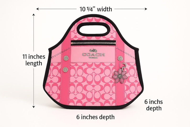 Designer Inspired Lunch Tote: Black Trim, School or Work Bag image 10