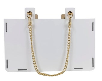 Sublimation MDF Purse Blank: DIY Gift Box with 2 Gold Chains