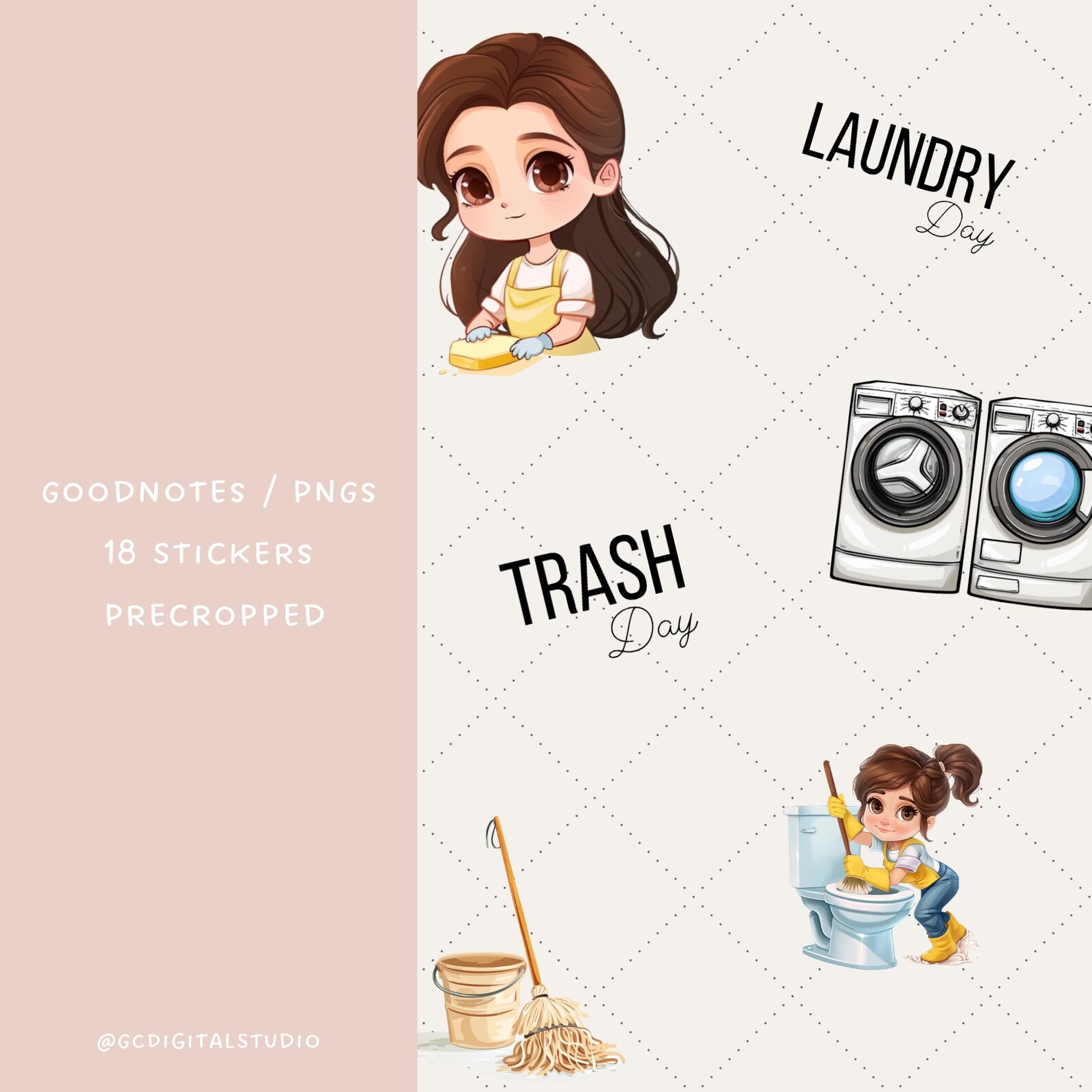 Lets Get Cleaning Stickers, Digital Stickers, Daily Stickers, Stickers ...