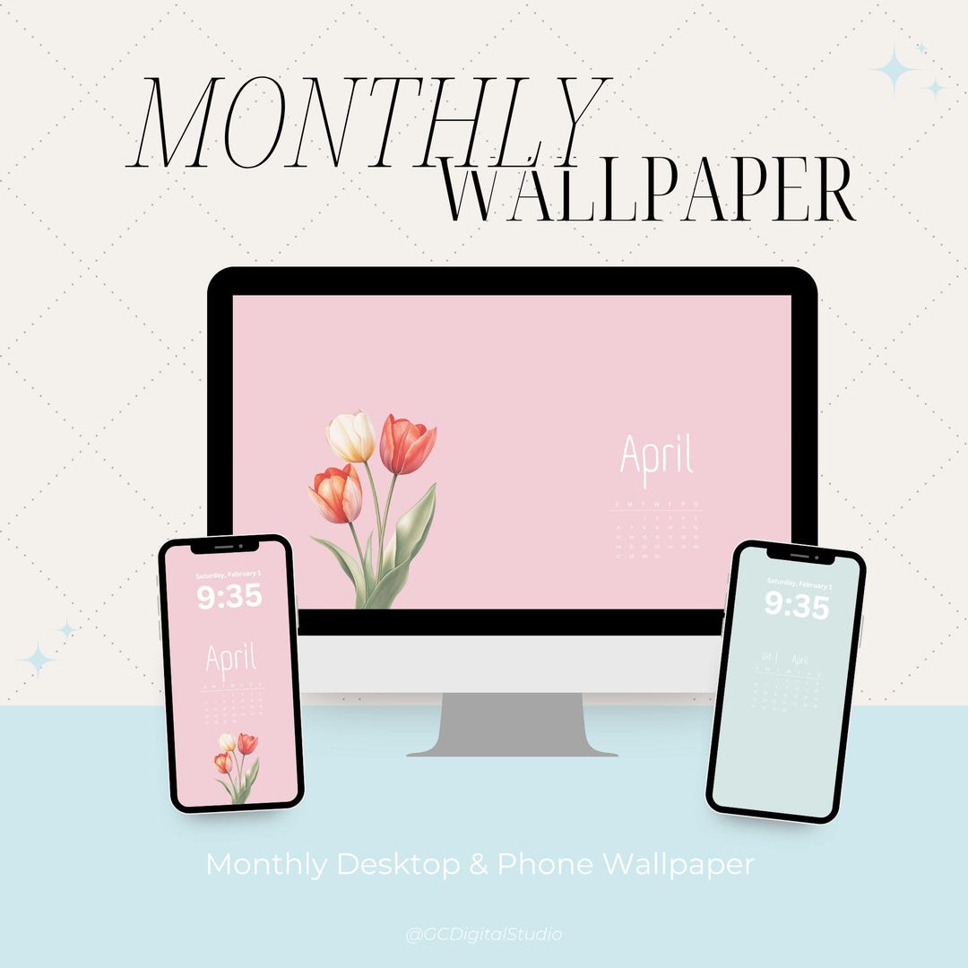 April Spring Desktop April Wallpaper: Spring Tulips Desktop & Phone Backgrounds (digital ...