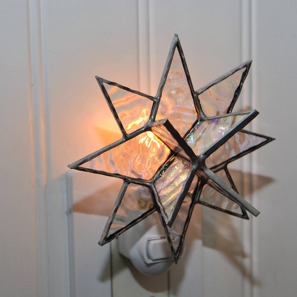 Moravian Star 3D Nightlight, Hand Crafted Stained Glass