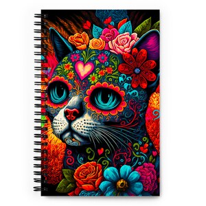 猫の死者の日、ディア・デ・ロス・ムエルトス、ガトの花、カラフルなスパイラルノート