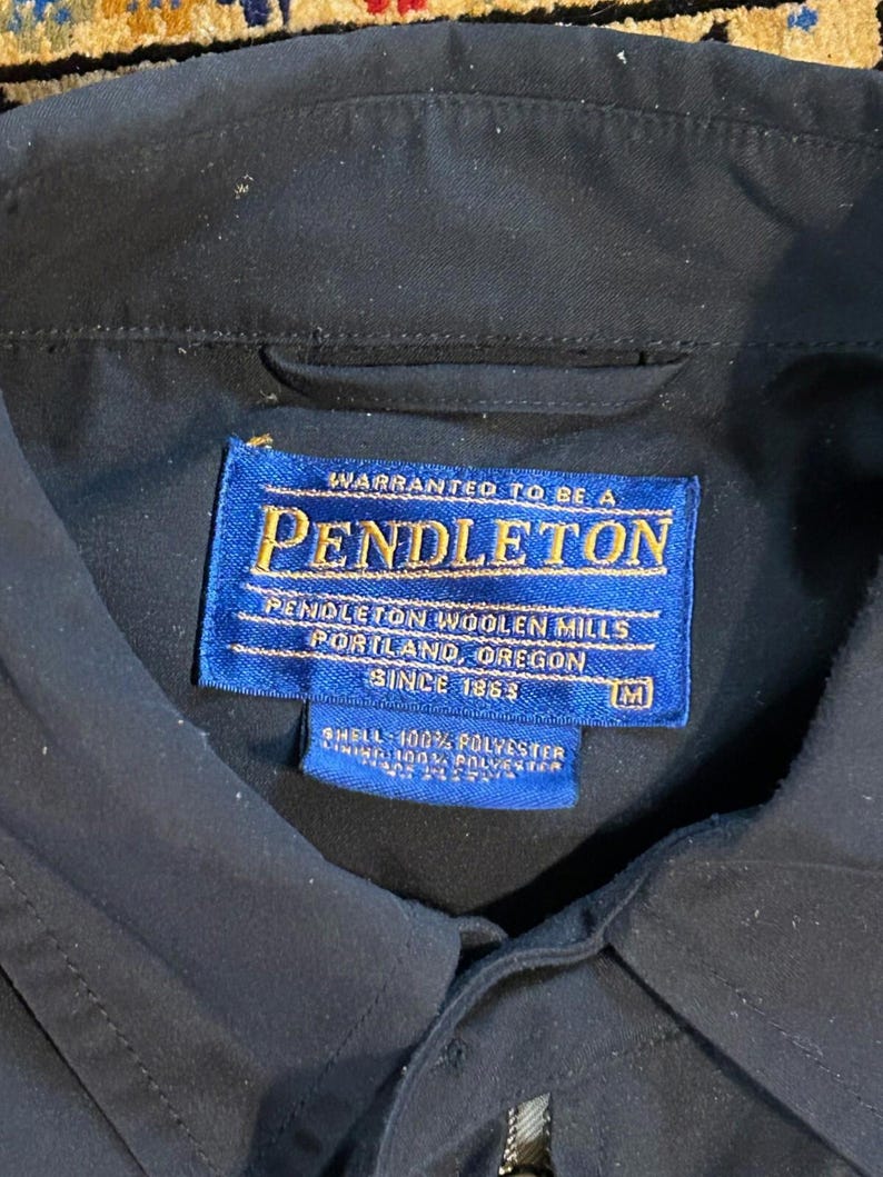 Vintage Pendleton Bomber Jacket Black Full Zip Coat Men M Plaid Lined image 3