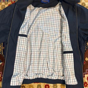 Vintage Pendleton Bomber Jacket Black Full Zip Coat Men M Plaid Lined image 4