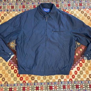 Vintage Pendleton Bomber Jacket Black Full Zip Coat Men M Plaid Lined image 1
