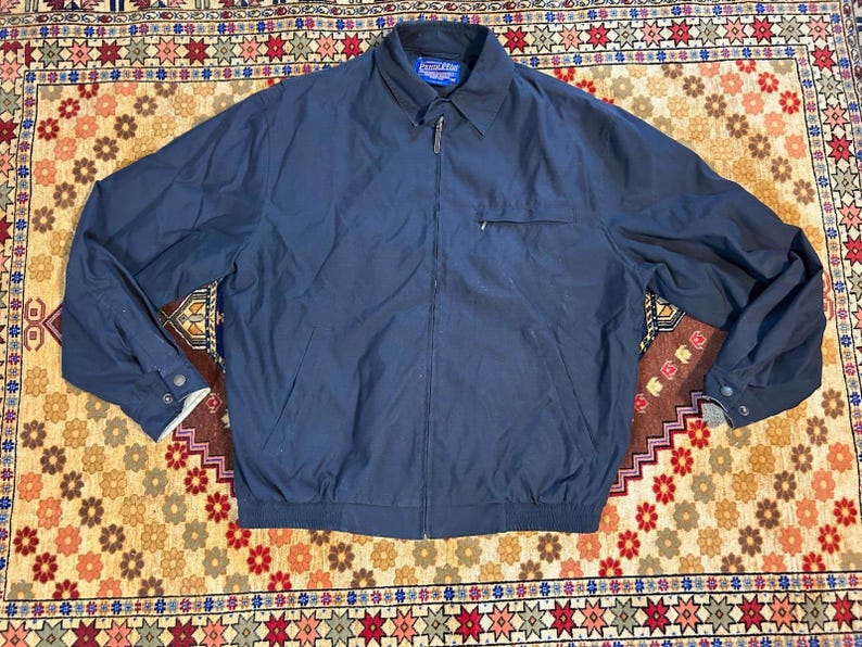 Vintage Pendleton Bomber Jacket Black Full Zip Coat Men M Plaid Lined image 1