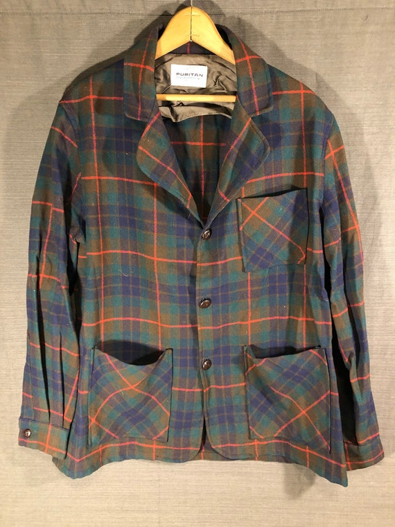 aqua button down plaid coat