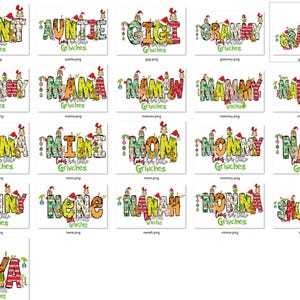 Colección de apodos familiares y mujeres del Grinch (Navidad 2025)