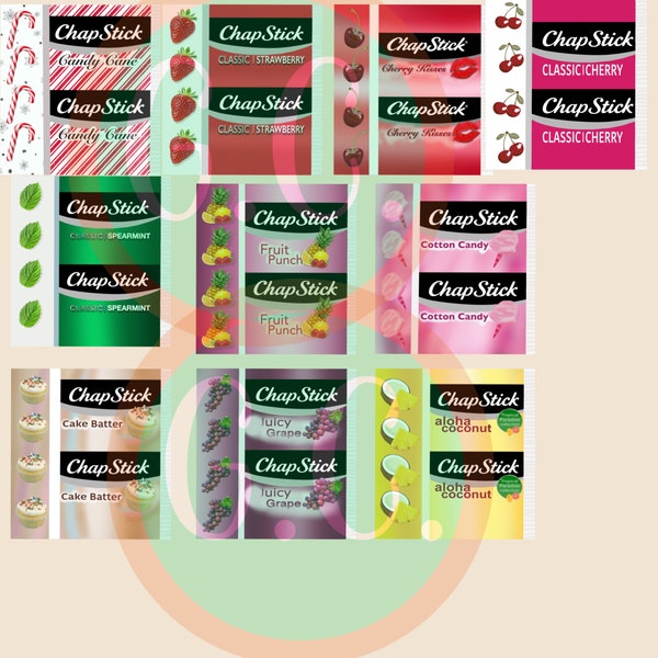 NEW Chapstick BIG Fruit Collection Bundle 10 Designs ~ 30oz Tumbler Straight Wrap Digital Download PNG