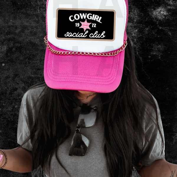 Cowgirl Social Club Faux Patch Trucket Hat PNG Popular Western Png Trending Vintage Western Aesthetic Png