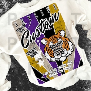Custom Retro School Mascot PNG, Distressed Design (Digital Download)