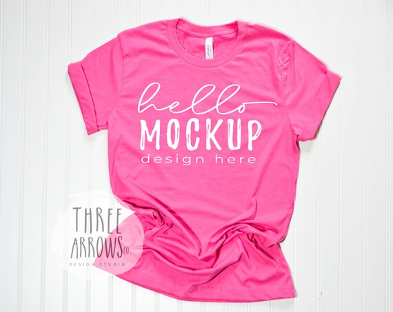 Bella Canvas 3001 Mockup Charity Pink Tshirt Flat Lay Mockup Etsy