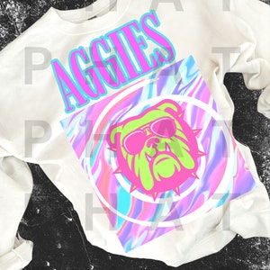 Retro Neon Bright School Mascot Ag Png Bright Preppy Aesthetic Mascot Png Popular Trending School pride png School spirit png sub dtf