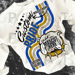 Custom School Mascot Pride PNG, Retro Distressed Design (Digital Download)