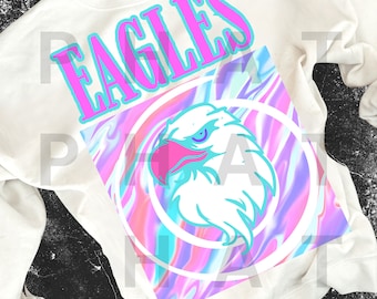 Retro Neon Bright School Mascot Eagle Png Bright Preppy Aesthetic Mascot Png Popular Trending School pride png School spirit png sub dtf