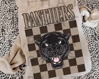 Aesthetic Panther School Mascot PNG Checkered School Pride Png School Spirit Png Custom Schoo Mascot Png Dtf Popular Trendy Now png